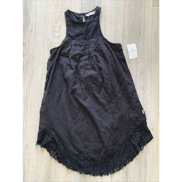 New Volcom Lace Accent Shift Dress Cotton Gauze Black Size XS - Picture 3 of 16
